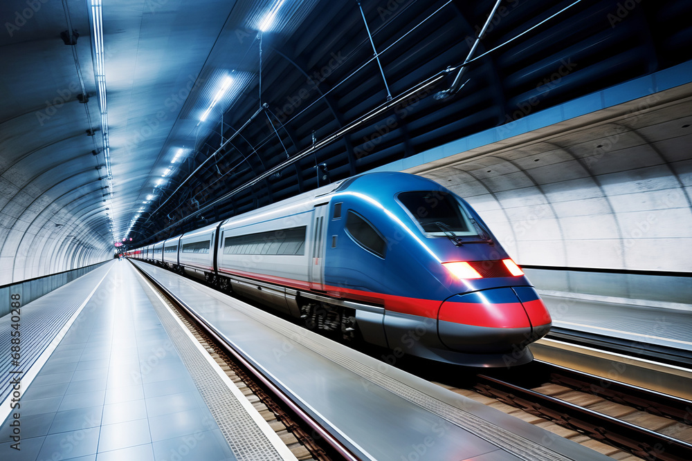 Fototapeta premium Modern high speed train at metro station