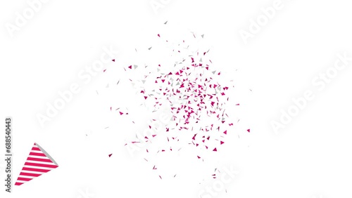 Party popper animation. Animated colorful confetti explosion.