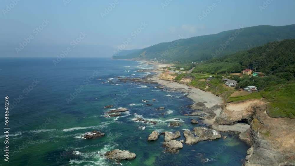 Drone shot of Searose Beach in Florence, Oregon. Drone shot of Searose Beach in Florence, Oregon.