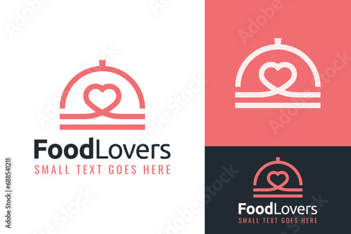 Creative Cloche Plate Love for Food Lovers Logo Design Branding Template
