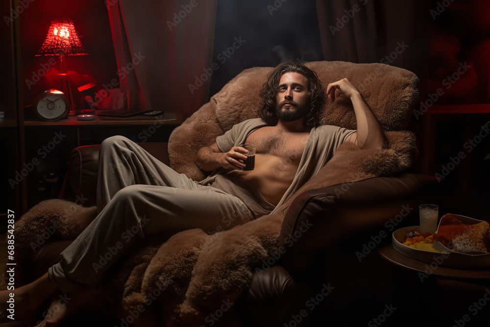 A dedicated couch potato day, indulging in binge-watching favorite shows, symbolizing ultimate relaxation and carefree lounging in a comfort-filled environment.
A dedicated couch potato day, indulging in binge-watching favorite shows, symbolizing ultimate relaxation and carefree lounging in a comfort-filled environment.
