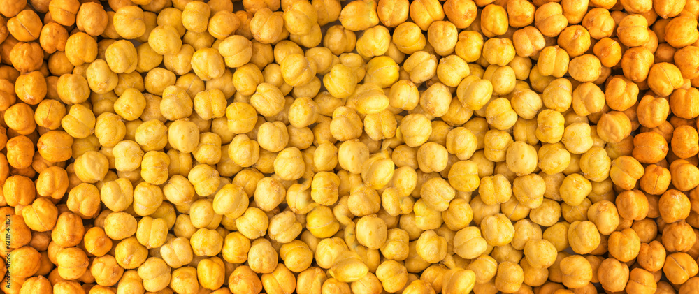 Roasted Crispy Chickpeas Texture Background, Chana Snack, Legume Pattern, Yellow Beans Mockup Roasted Crispy Chickpeas Texture Background, Chana Snack, Legume Pattern, Yellow Beans Mockup