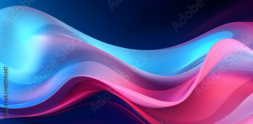 modern abstract background with waves, in the style of light pink and azure, bioluminescence, dreamlike abstraction, light red and dark azure, luminous 3d objects, shaped canvas, energetic abstracts