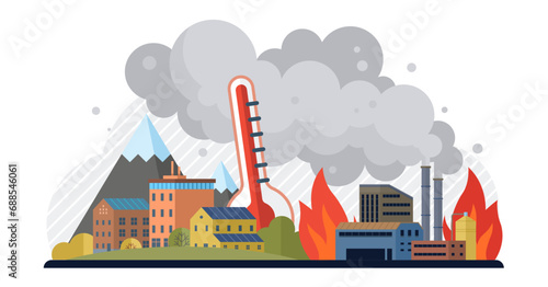 Air pollution vector illustration. Natures tears fall as we pollute air, lifeblood our fragile ecosystem The air pollution metaphor is stain, mark shame on canvas environmental ethics