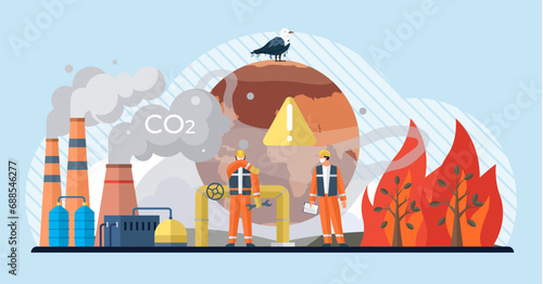 Air pollution vector illustration. Smog, insidious infiltrator, wraps its toxic tendrils around lungs our atmosphere The air pollution concept is puzzle, riddle threatening balance our ecology