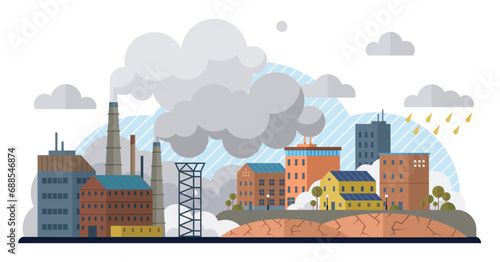 Carbon dioxide vector illustration. Carbon dioxide, byproduct human activities, jeopardizes environmental sustainability The climate change discourse centers on role carbon dioxide emissions