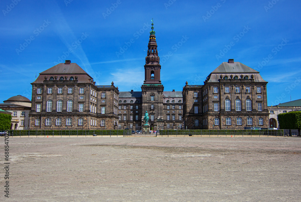 Christiansborg Slot Palace is a former royal palace located on Slotsholmen island in Copenhagen, Denmark. Now houses the Danish Parliament, the Supreme Court, and the Ministry of State
