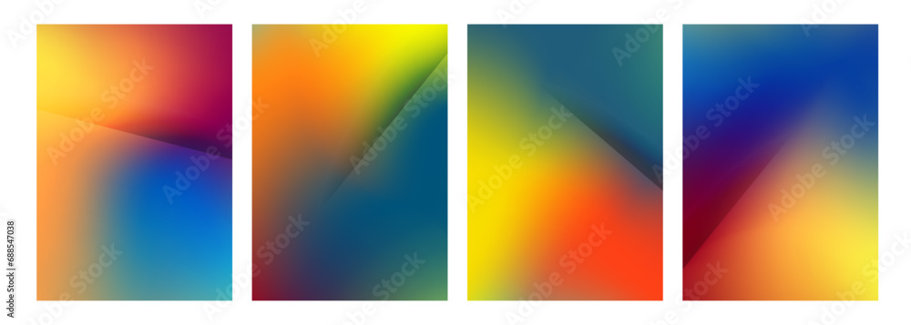 Set of blurred backgrounds with color gradients for creative graphic design. Defocused colors. Vector illustration.