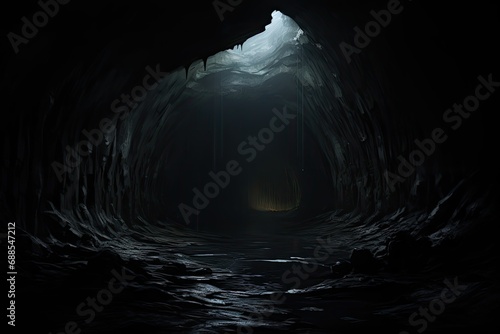 Dark cave with shining light