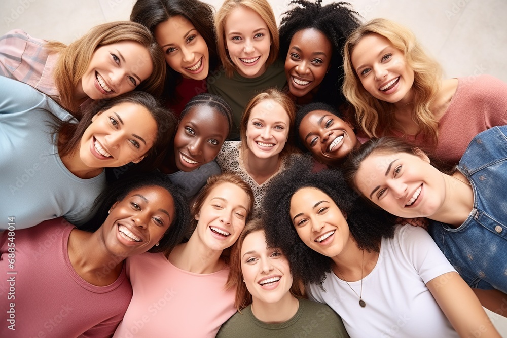 Friendly Bonding Moment in a Circle of Cute Interracial Women Friendly Bonding Moment in a Circle of Cute Interracial Women