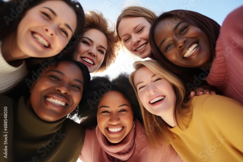 Friendly Bonding Moment in a Circle of Cute Interracial Women © Kristian