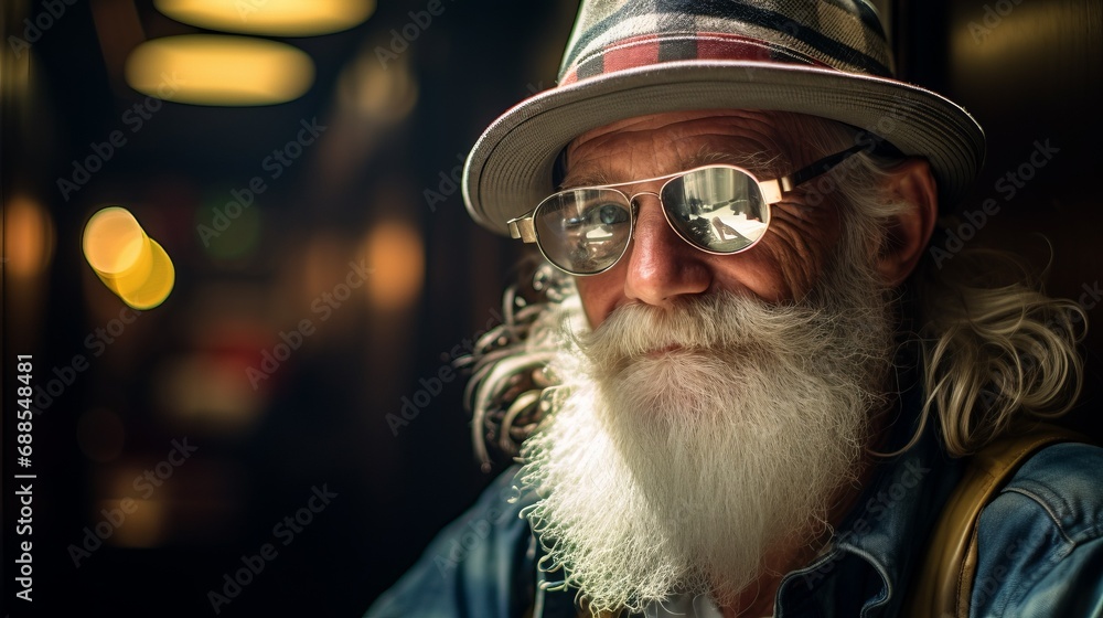 Obraz premium Stylish Man with a Long White Beard