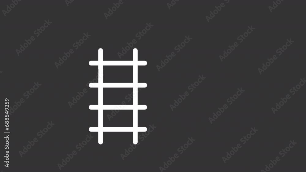 Growth white line animation. Ladder and clouds animated icon. Personal development. Career growth. Way to success. Isolated illustration on dark background. Transition alpha video. Motion graphic Growth white line animation. Ladder and clouds animated icon. Personal development. Career growth. Way to success. Isolated illustration on dark background. Transition alpha video. Motion graphic