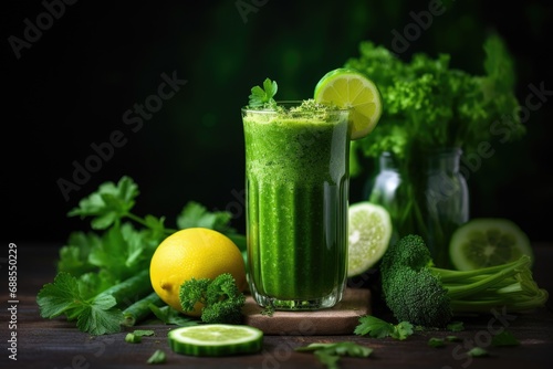 Green vegetable smoothie background	