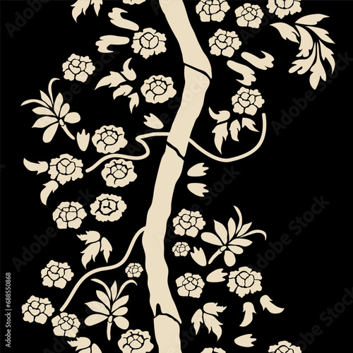 Elegant seamless pattern with leaves and flowers, design elements. Floral pattern for invitations, cards, print, wrap, textile, fabric, wallpapers
