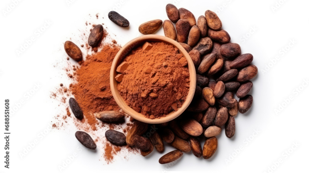 Cocoa ingredients with cocoa beans, fresh cocoa pod and cocoa mass isolated on white background. Cocoa ingredients with cocoa beans, fresh cocoa pod and cocoa mass isolated on white background.