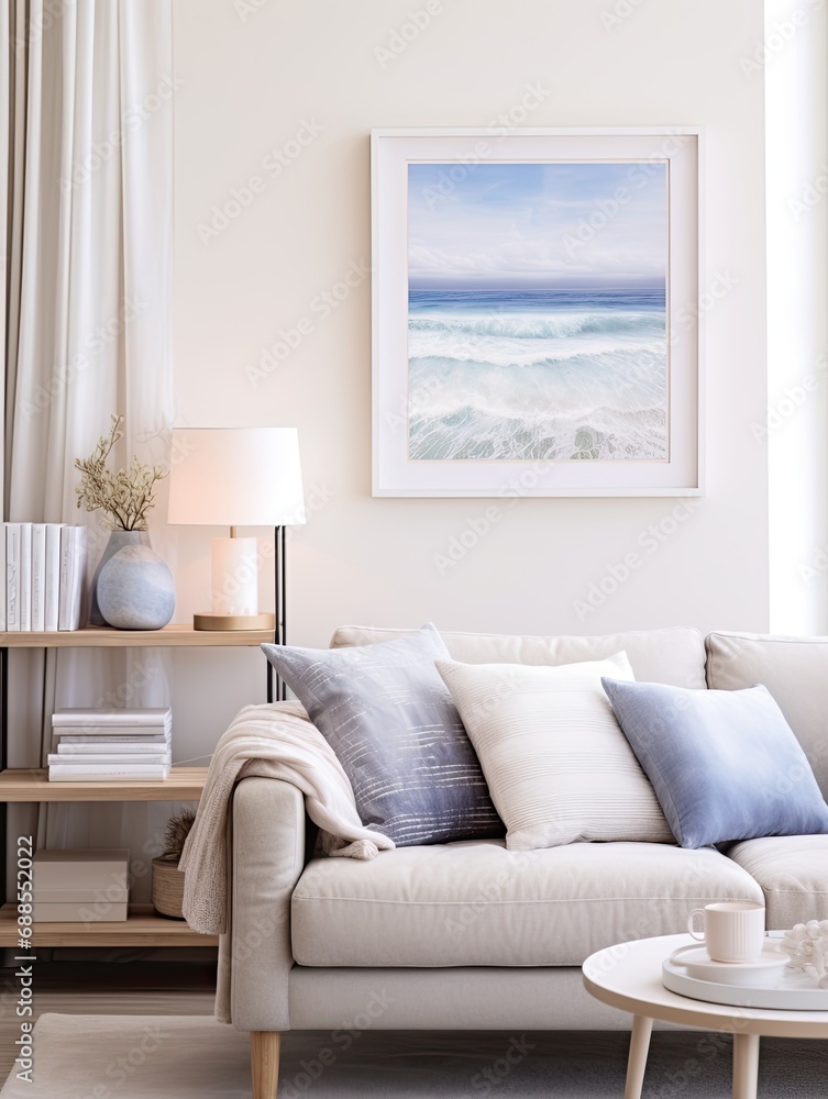 Fototapeta premium Watercolor Seascape Wall Art: Serene Ocean Vibes in Fluid Strokes