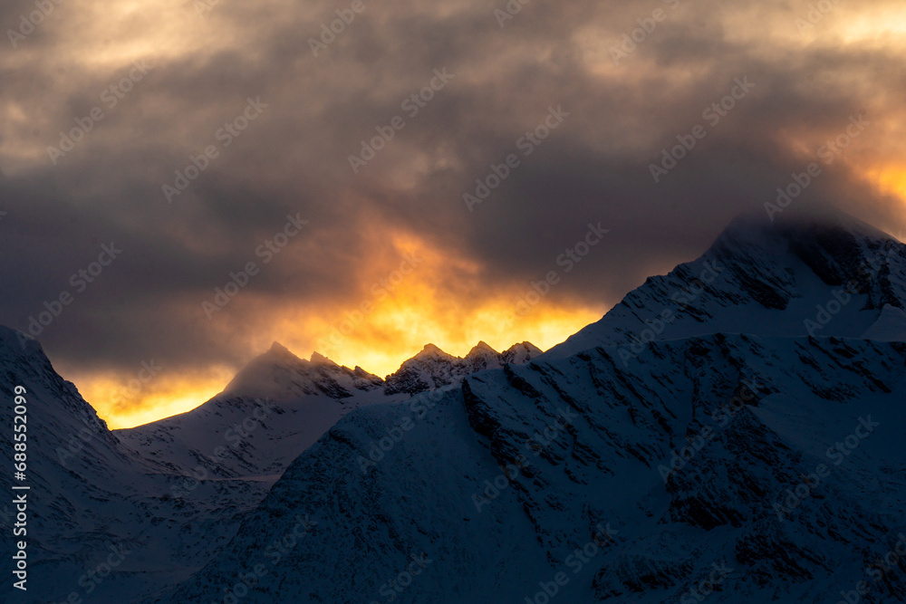 Cloudy Sunrise behind the Mountain - Tromsø
