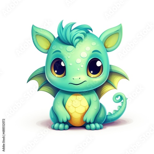 Cute cartoon 3d character dragon on white background