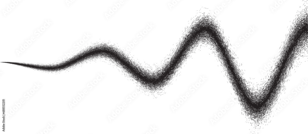 Sprayed black wavy line .Graffiti art design . Noise dispersion logo . Spray effect .Grunge curved line . Grainy, gritty textured line . Distressed element .vector Sprayed black wavy line .Graffiti art design . Noise dispersion logo . Spray effect .Grunge curved line . Grainy, gritty textured line . Distressed element .vector