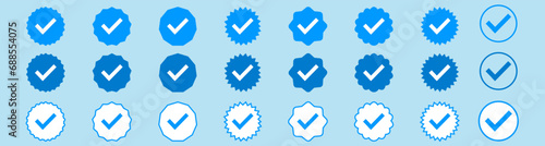 Blue Verified Badge Icon Vector in Flat Style