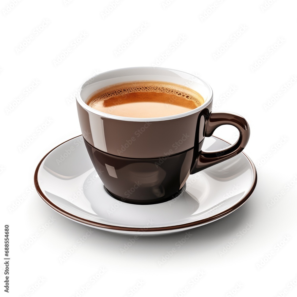 Classic Espresso in Brown Cup Isolated on White Background Classic Espresso in Brown Cup Isolated on White Background