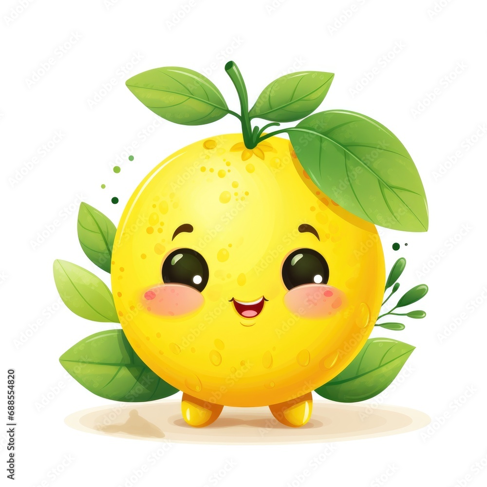 Cute cartoon 3d character lemon with eyes on white background Cute cartoon 3d character lemon with eyes on white background