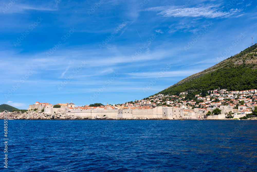 Dubrovnik, Croatia - August 03,2023: View of Dubrovnik from the sea
