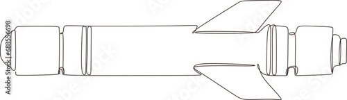 Continuous line vector illustration of a missile.