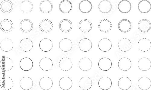 Dotted line circle frame vector