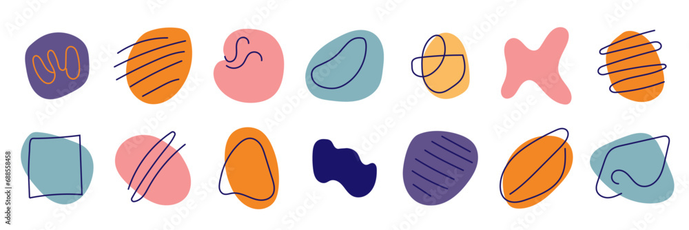 Colorful abstract shape doodle collection, vector illustration