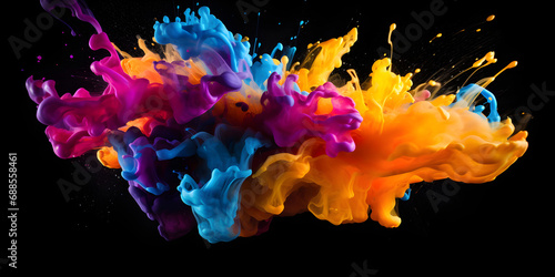 Explosive design ink, color, motion, liquid wave generated 