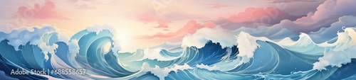 Immerse in the Stylized Waves Style Backgrounds—abstract, stylized depictions of ocean waves, capturing the essence of fluid motion. A visual dive into artistic interpretations of waves. photo
