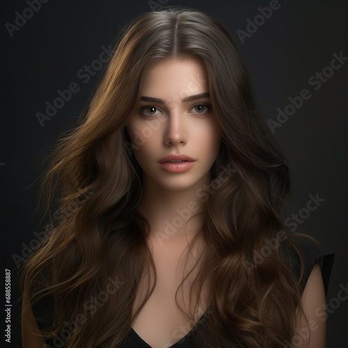a portrait beautiful young woman with beautiful long hair
