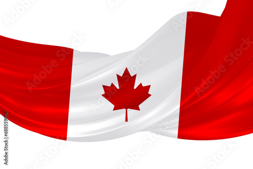 Canada flag in the old retro background effect, close up ,Realistic flag. Canada flag blowing in the wind. Background silk texture. 3d illustration. 