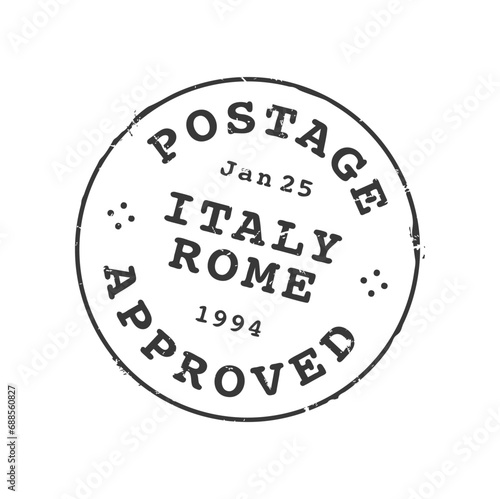 Rome postage and postal stamp. Letter envelope, greeting card or parcel Italy town ink stamp, mail delivery European city retro vector seal or postcard departure country, region or Rome imprint