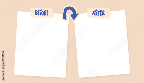 Before and After collage template. Comparison background for graphic design.