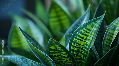 green grass background, Sansevieria Trifasciata Prain , Mother in law tongue , Viper's bowstring hemp  photo