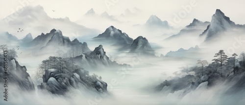 Landscape Art: Chinese Ink and Water Mountain Painting © Artem