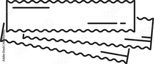 Uncooked raw lasagna pasta isolated outline icon. Vector stack of dried uncooked lasagna pasta sheets, Italian cuisine food of flour