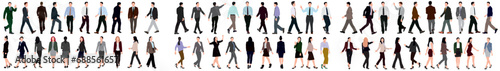 Set of business people walking and standing. Huge collection of businessman and woman.  Men and women in full length. Inclusive business concept. Vector illustration isolated on white background.