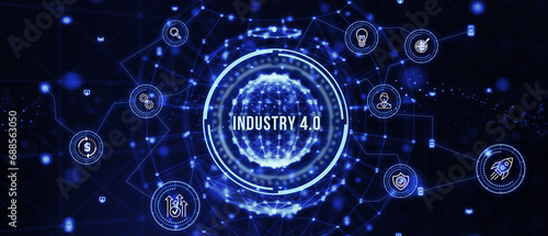 Industry 4.0 Cloud computing, physical systems, IOT, cognitive computing industry. 3d illustration