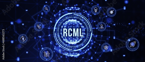 Robot Control Meta Language technology concept. RCML. 3d illustration