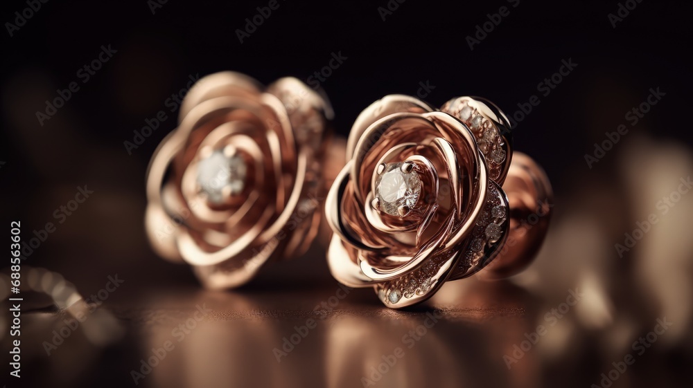 royal golden earring jewel with shiny diamond photography