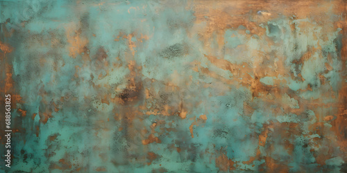 Generative AI, Rusted, orange blue and turquoise colors vintage background. Grunge old oil painted wall texture