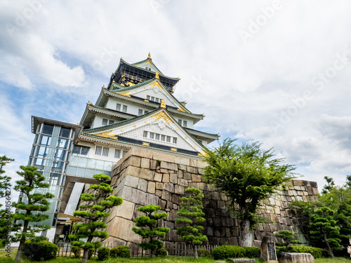 Osaka, JAPAN - 2023 July 30 : Osaka Castle in a beautiful sky day in Summer Season
