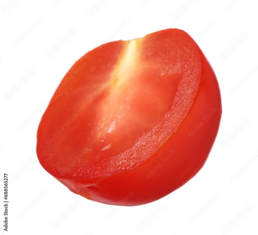 Half of fresh ripe tomato isolated on white Half of fresh ripe tomato isolated on white