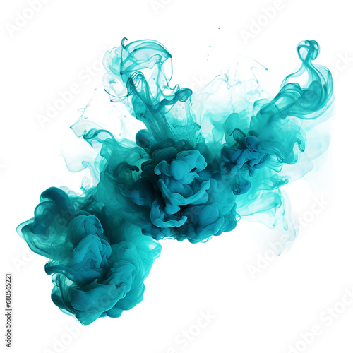 Turquoise ink paint cloud in water isolated Transparent Background PNG
