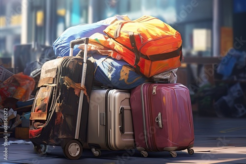 Overloaded Luggage concept background  photo