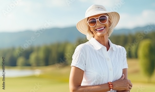 Smiling Woman in Stylish Hat and Sunglasses © uhdenis